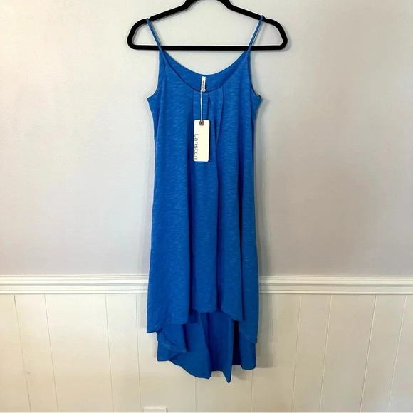 Lanston Women’s Blue Spaghetti Strap High-Low Pleated Ruffle Dress Size S NWT - Picture 2 of 7
